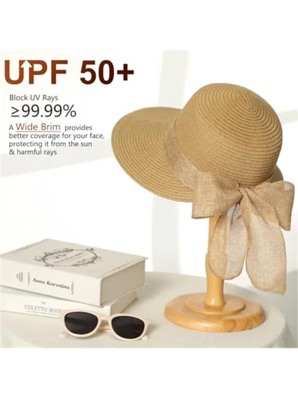 Sun Hats for Women Straw Beach Hat UV Sun Protection Foldable Bowknot Sun